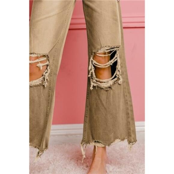 BiBi Distressed Vintage Washed Wide Leg Pants - Picture 3 of 3
